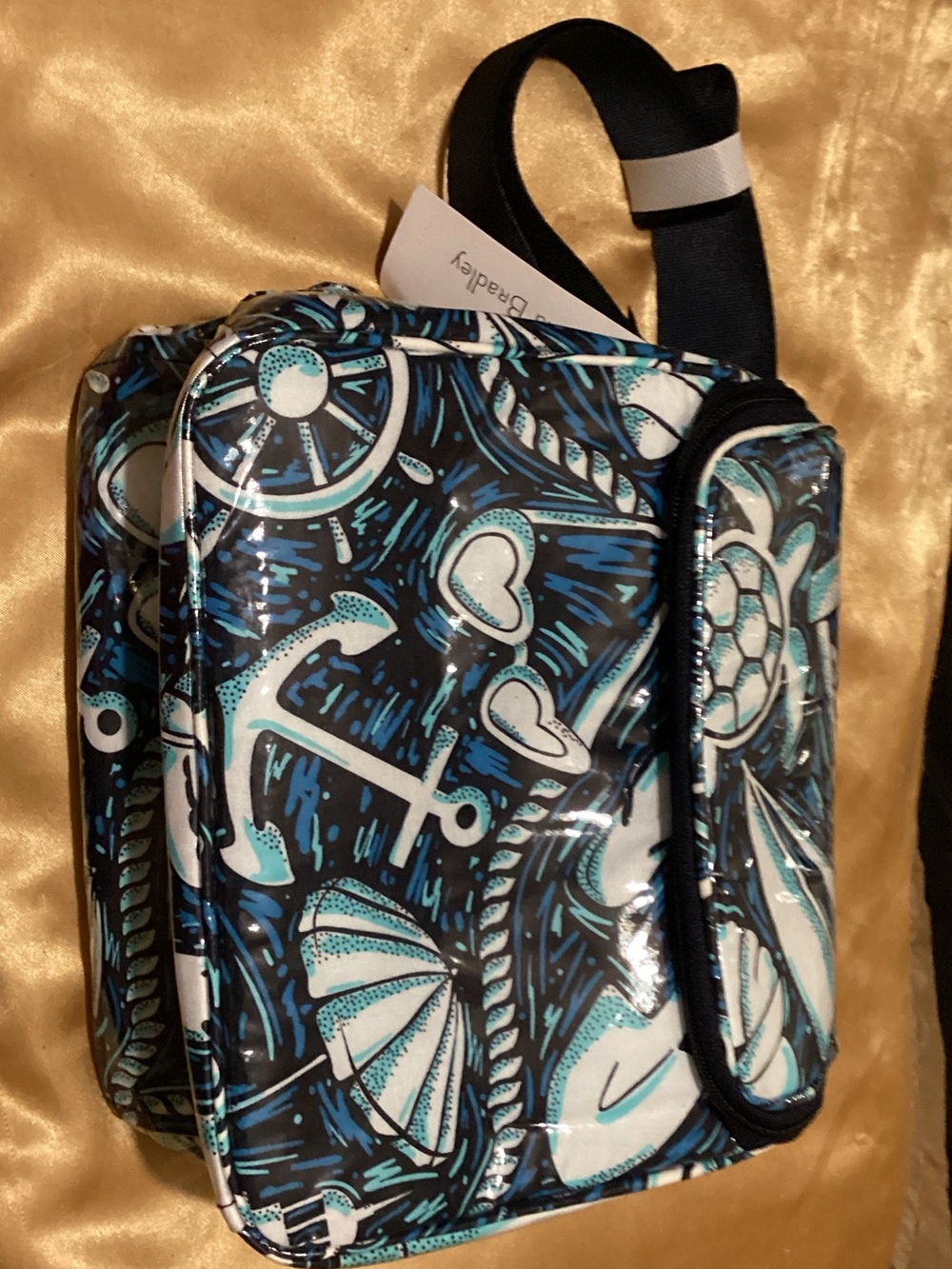 Vera Bradley Black, Teal & White Nautical Mini COOLER BAG